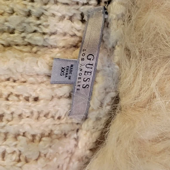 Guess Faux Fur Collar Sweater Cardigan  in xxs - Picture 11 of 12